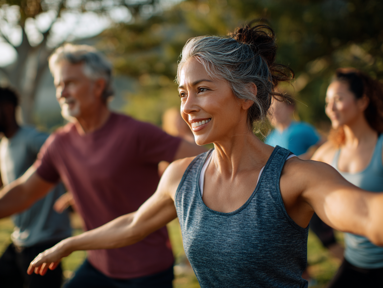 Команда тренерів brinival працює з групою людей різного віку у сучасному фітнес-центрі